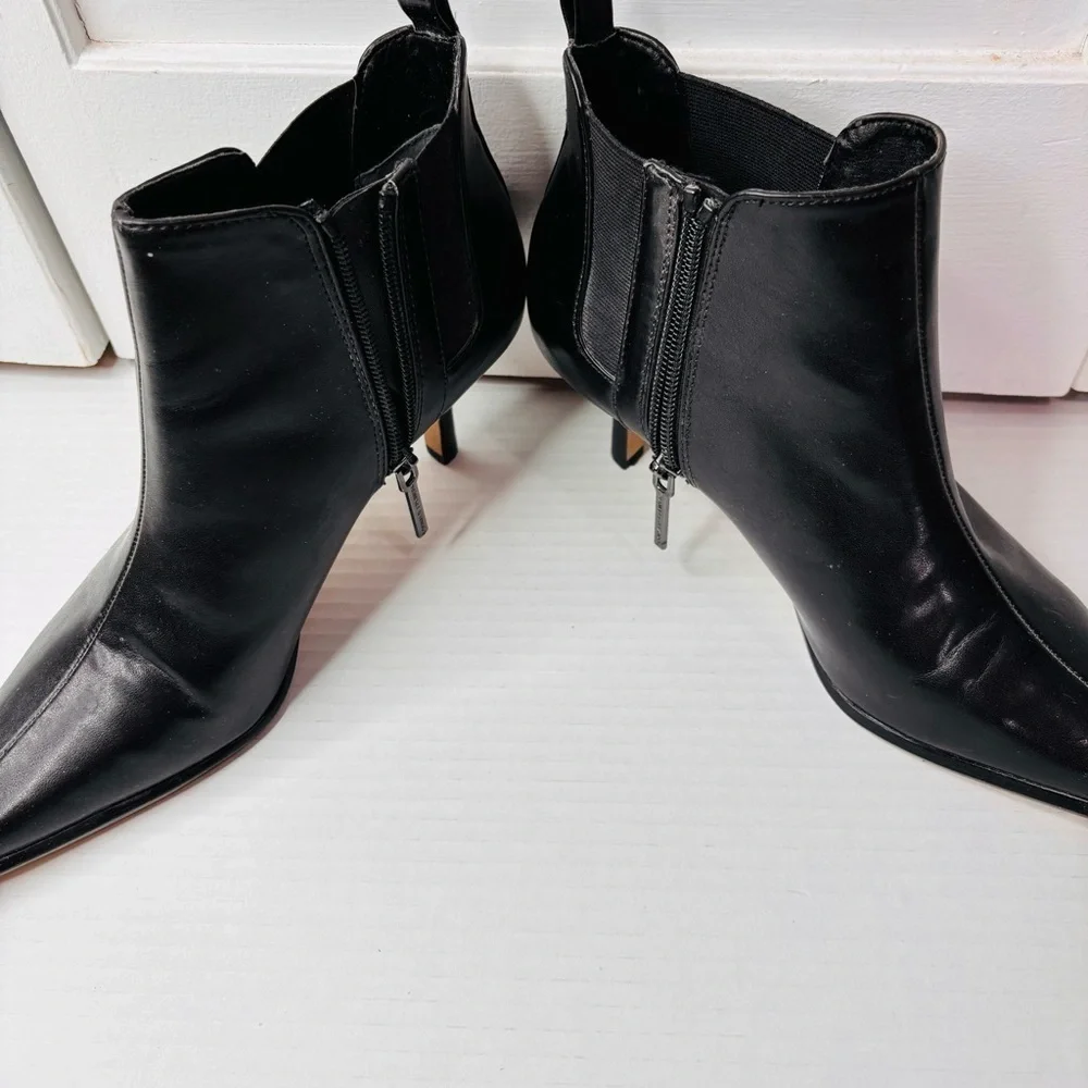 Price firm DONALD J. PLINER Black Leather Heeled Ankle Boots Size 7.5